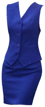 Blue Vest and Skirt Set