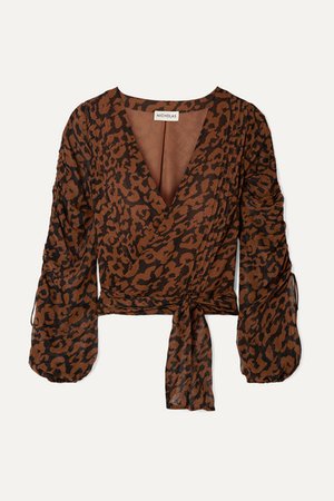Nicholas | Ruched leopard-print silk-chiffon wrap top | NET-A-PORTER.COM