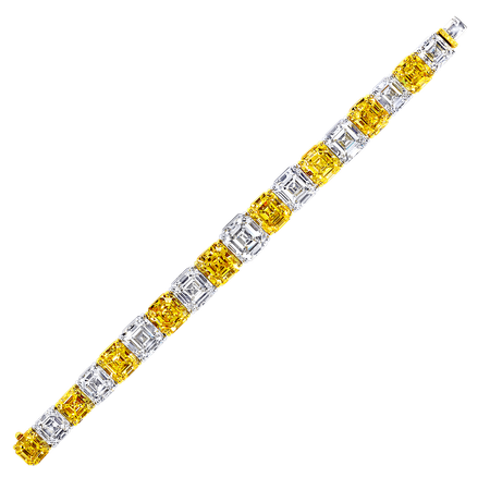 Emerald Cut Yellow and White Diamond Bracelet | Graff