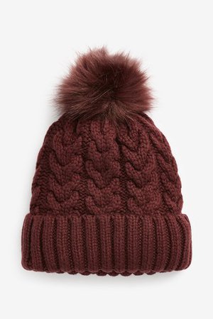 Buy Berry Cable Knit Pom Hat from the Next UK online shop