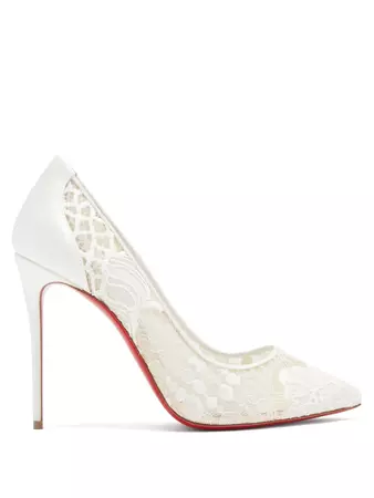 Christian Louboutin 85mm Kate Lace Pumps in White