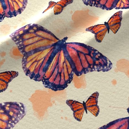Monarch Butterflies With Orange Watercolor fabric - linda_baysinger_peck - Spoonflower