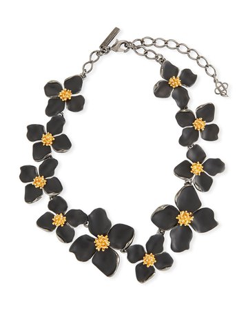 Oscar de la Renta 16" Painted Flower Collar Necklace