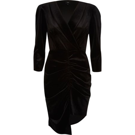 Black velvet ruched front bodycon dress - Bodycon Dresses - Dresses - women