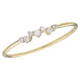 Diamond Scatter Ring, Dainty Gold Right Hand Ring with Diamond