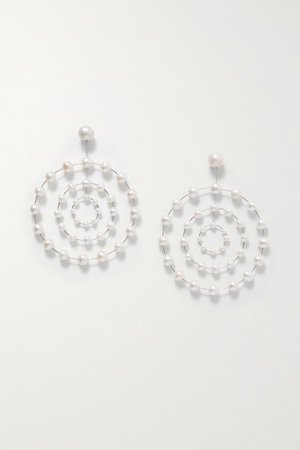 Silver Silver and white gold pearl earrings | Danielle Frankel | NET-A-PORTER
