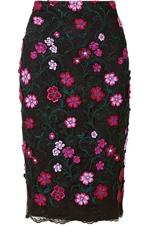 Lela Rose | Appliquéd embroidered lace skirt | NET-A-PORTER.COM