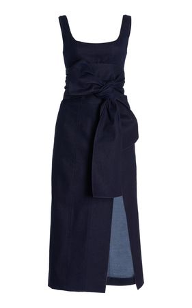 Sash-Detailed Cotton-Blend Midi Dress By Carolina Herrera | Moda Operandi