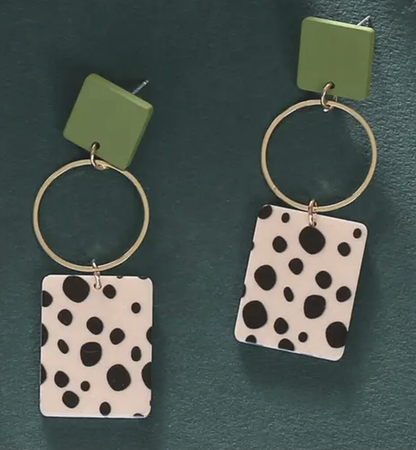 Olive green and cheetah earrings