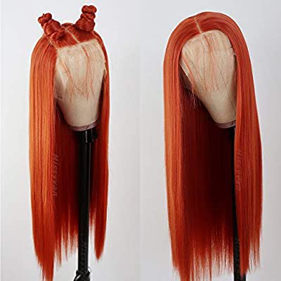 Amazon.com: Missyvan 13X4 Red Orange Lace Front Wig Long Straight Hair Wigs Glueless Heat Resistant Fiber Hair Red Hair Synthetic Lace Front Wigs for Fashion Women: Beauty
