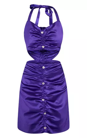Petite Purple Embellished Detail Halterneck Bodycon Dress | PrettyLittleThing USA