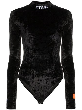 Heron Preston CTNMB Embroidered Velvet Bodysuit - Farfetch