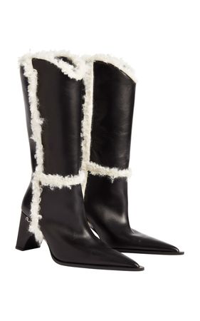 Bridge Leather & Shearling Cowboy Boots By Coperni | Moda Operandi