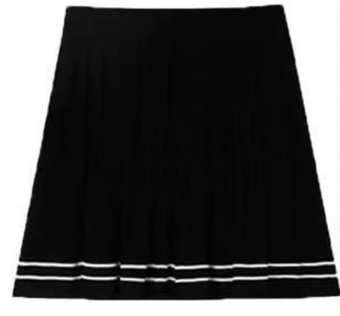 Black White Striped Pleated Skirt