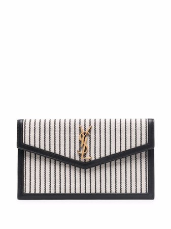 Shop Saint Laurent Uptown striped envelope clutch bag with Express Delivery - FARFETCH