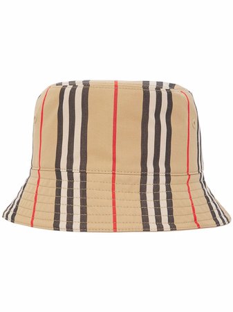 Shop Burberry Icon Stripe bucket hat with Express Delivery - FARFETCH