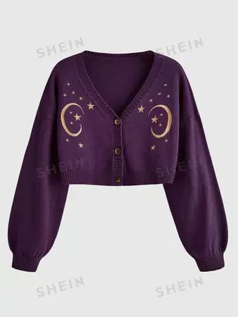 Moon & Star Embroidery Cardigan