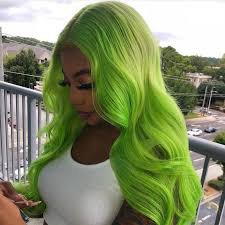 neon green body wave full lace wig - Google Search