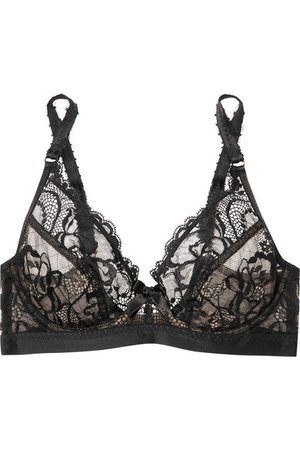 Agent Provocateur | Carmella satin-trimmed Leavers lace and stretch-mesh underwired bra | NET-A-PORTER.COM