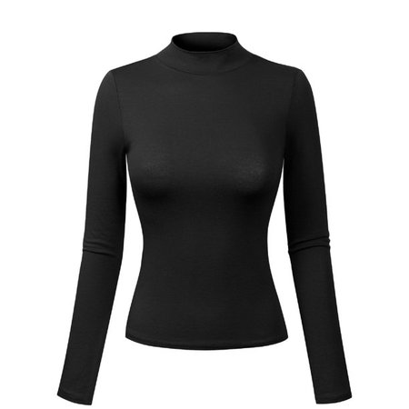 Made by Olivia Women's Solid Tight Fit Lightweight Long Sleeves Mock Neck Top - Walmart.com