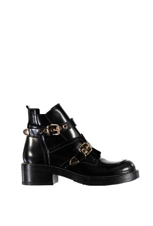 Black leather buckle strap ankle boots - Essentiel Antwerp - French website