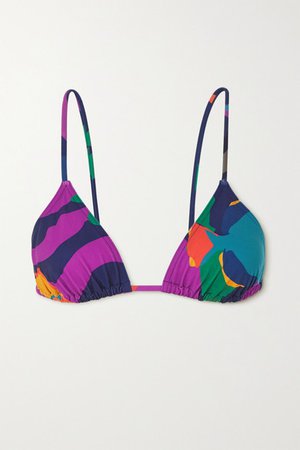 Seastar Printed Triangle Bikini Top - Purple