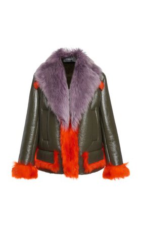 Multicolor Trim Leather Jacket By Versace | Moda Operandi