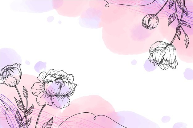 Premium Vector | Hand painted wallpaper with hand drawn floral elements