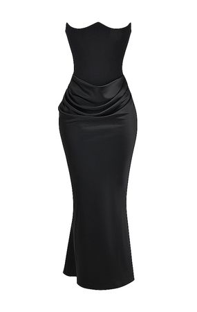 'Persephone' Black Strapless Corset Dress