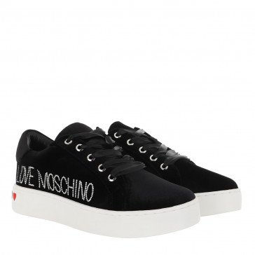 Love Moschino Sneaker Cassetta 35 Velluto Nero in black | fashionette