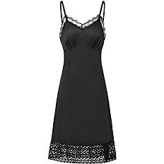 Belle Poque Women Plus Size Full Length Black Lace Slip Dress Nightgown Sexy Chemise, 2XL at Amazon Women’s Clothing store