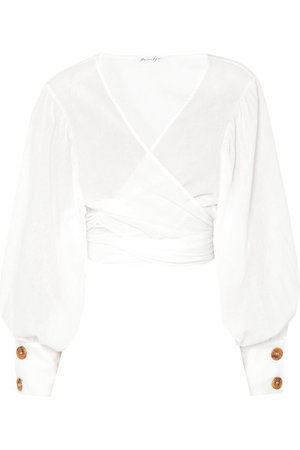 The Line By K | Oliviera crinkled cotton-voile wrap top | NET-A-PORTER.COM