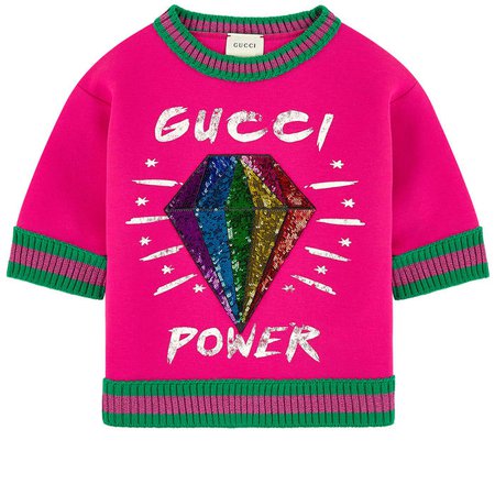 Logo print sweatshirt with sequins Gucci for girls | Melijoe.com