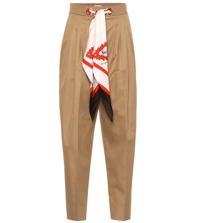 Scarf Cotton High-Rise Pants | Burberry - mytheresa.com