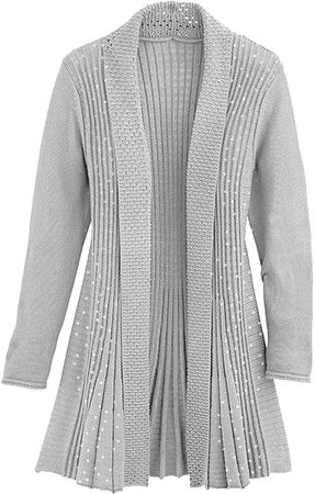Cardigans for Women Long Sleeve Swingy Midweight Sequin Cardigan Sweater W/Pocket at Amazon Women’s Clothing store