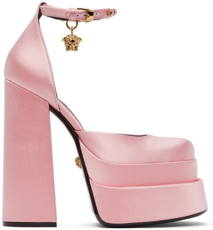 Versace: Pink Meduda Aevitas Platform Heels | SSENSE