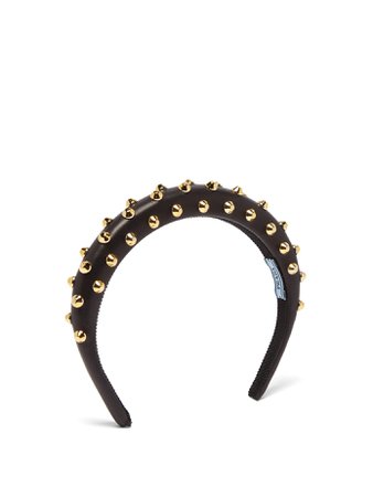 Studded leather headband | Prada | MATCHESFASHION.COM