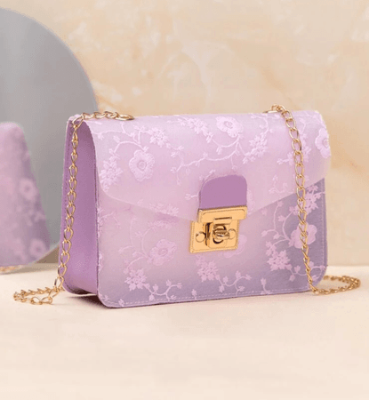purple flower shoulder bag
