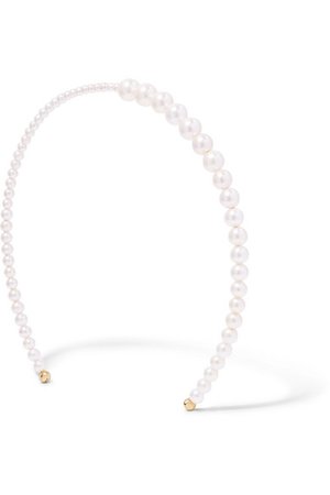 Sophie Bille Brahe | + Cecilie Bahnsen Peggy 10-karat gold freshwater pearl headband | NET-A-PORTER.COM