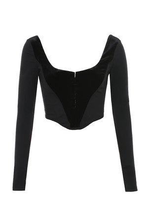 Clothing : Tops : 'Polina' Black Velvet Corset Top