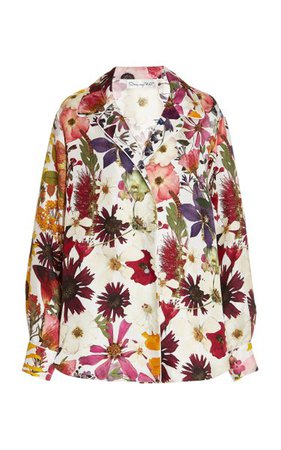 Floral-Printed Silk Twill Pajama Top By Oscar De La Renta | Moda Operandi