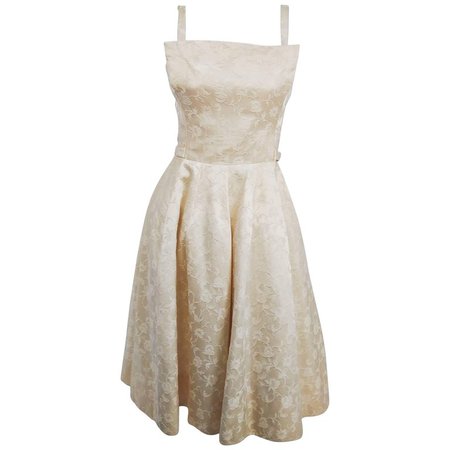 1950s White Jacquard Cocktail Dress For Sale at 1stdibs