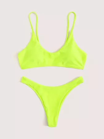 Neon Lime High Cut Bikini