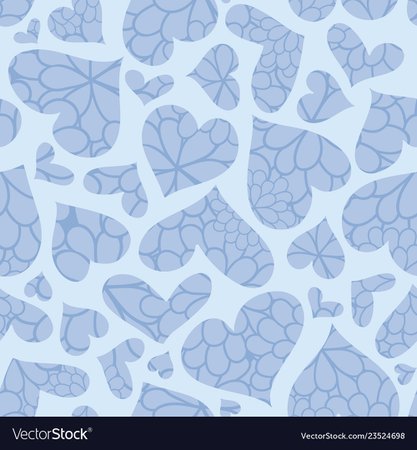 Blue textured hearts seamless pattern Royalty Free Vector