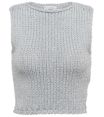 JW Anderson - Metallic knit crop top | Mytheresa