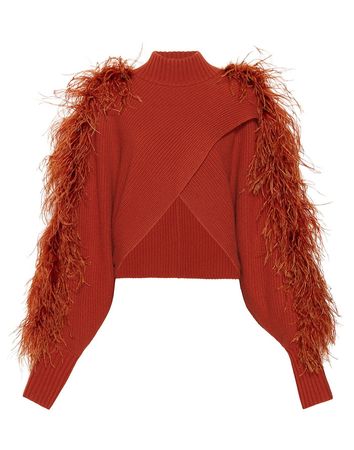 CASHMERE CROSSOVER SWEATER WITH FEATHERS | LAPOINTE Official Online Store