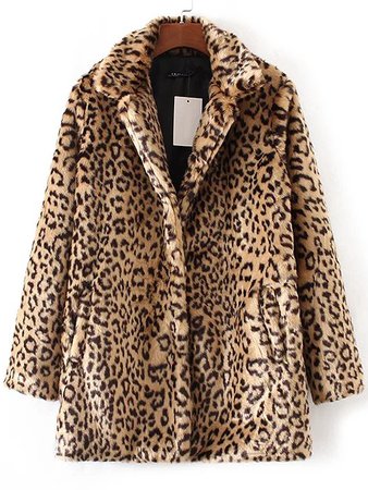 Leopard Button Up Faux Fur Coat