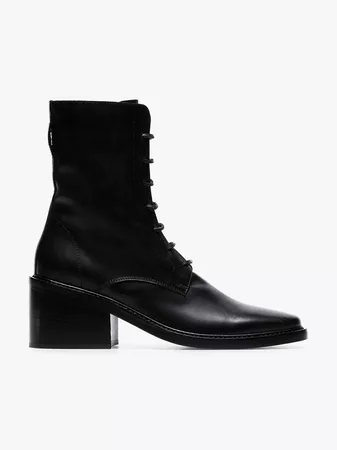 Ann Demeulemeester black lace-up leather ankle boots | Browns