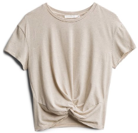 beige stripe cropped tshirt