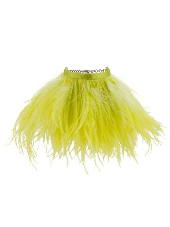 The Attico Feather-Embellished Anklets 201WKE02H004 Yellow | Farfetch